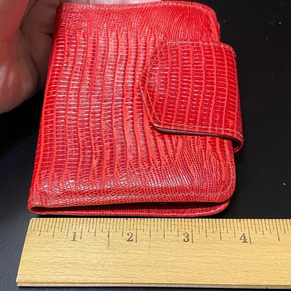 Vintage Baronet Red Crocodile-Embossed leather Women's wallet